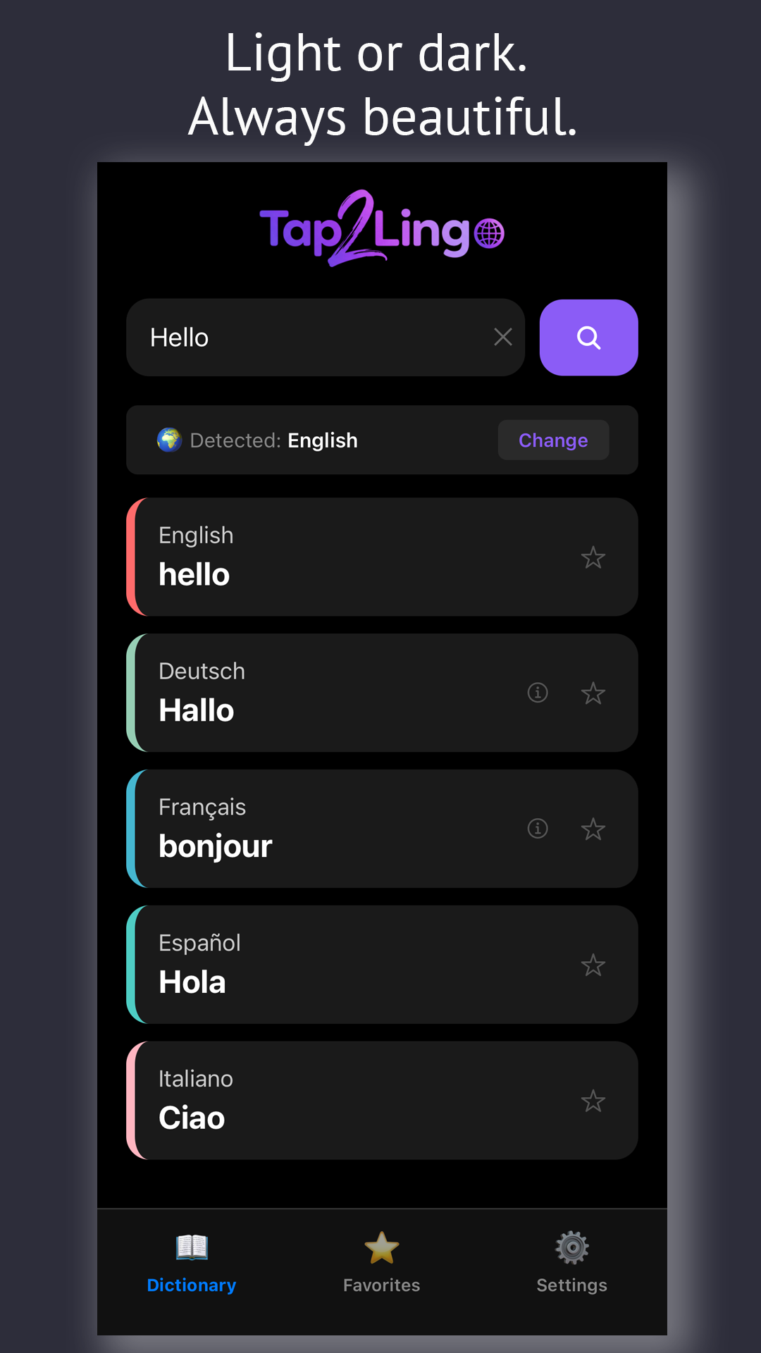 30+ languages. You choose.